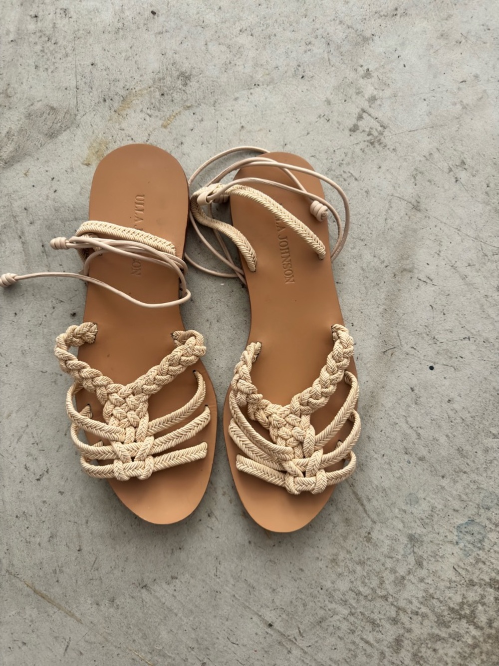 Isabel Marant Beige Braided Leather Lace-Up Sandals